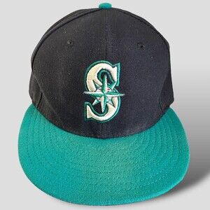 Vtg Seattle Mariners MLB New Era 59Fifty Genuine Merchandise Hat  7 1/8 USA Made